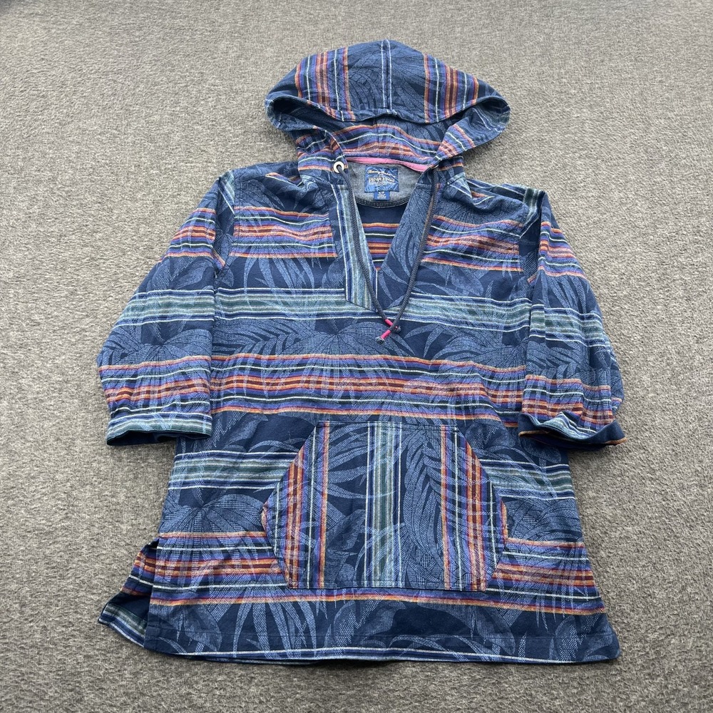 Tommy Bahama & Pendleton Hoodie Womens S Island Serape Stripe Baja Ocean Deep